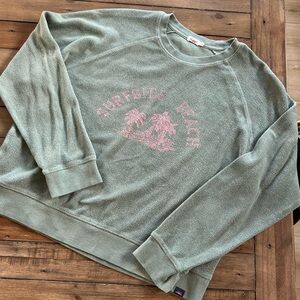 Faherty Beach Organic Cotton Fleece Green Reversible Sweatshirt XL